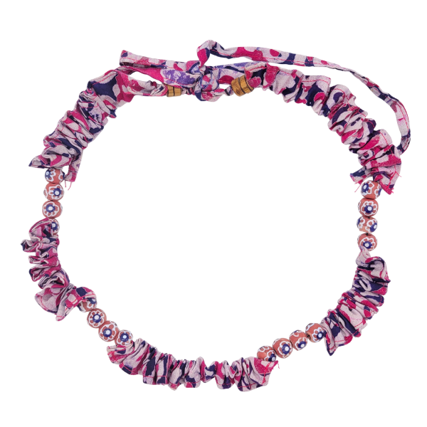 Picture of scrunchie batik glass bead necklace