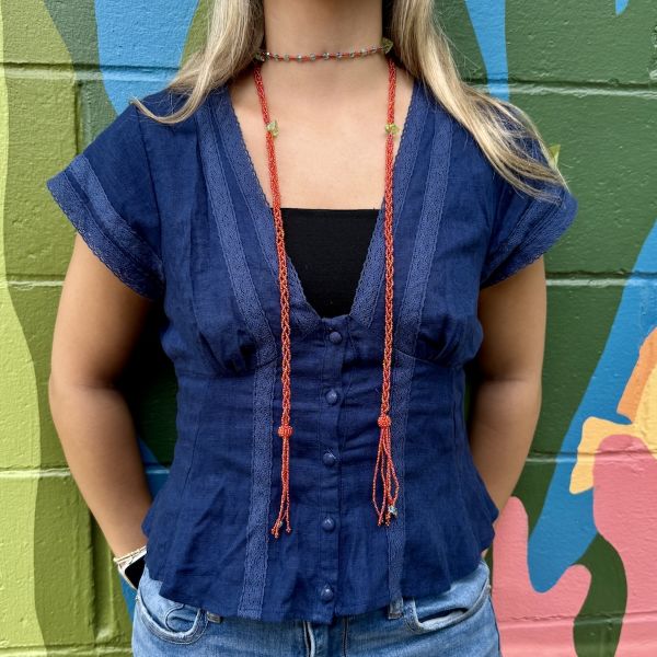 Picture of lariat beaded tie necklace