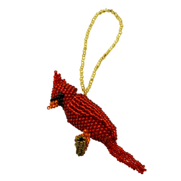Picture of deluxe beaded holiday ornament - cardinal
