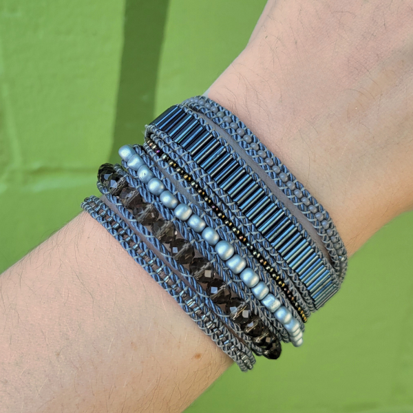 Picture of tubes and crystals wrap bracelet