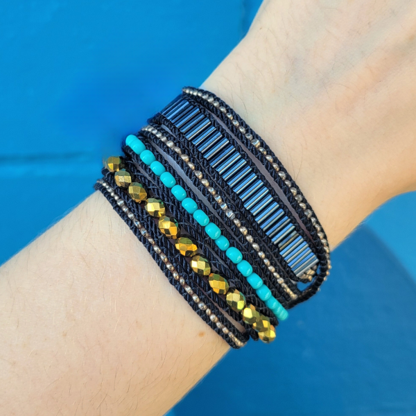 Picture of tubes and crystals wrap bracelet