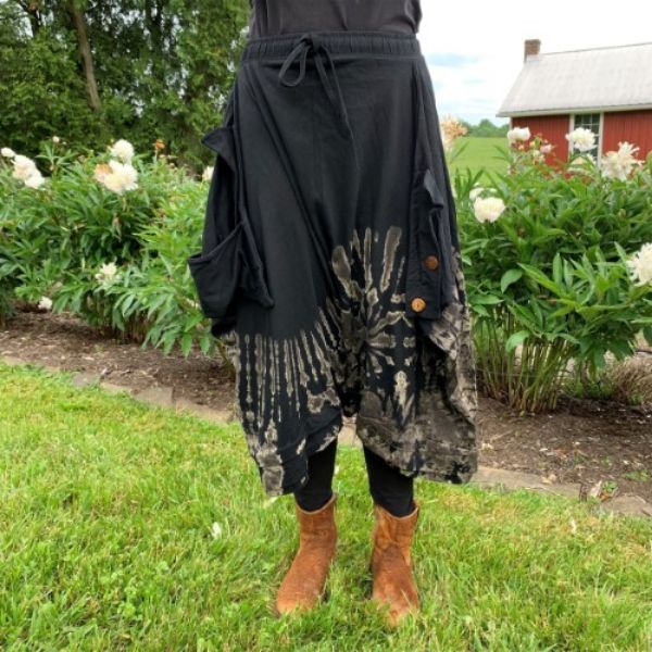 Picture of cotton origami convertible skirt pants - tie dye