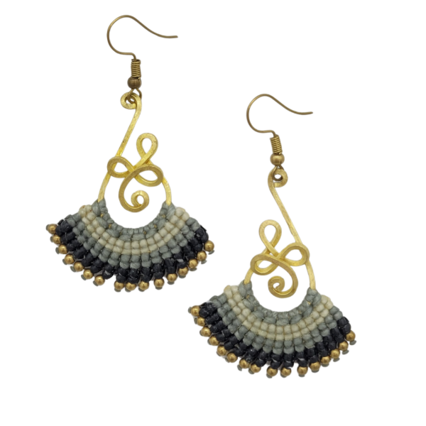 Multicolor Macrame Fan Earrings