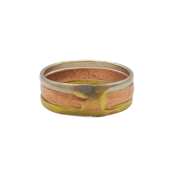 Picture of tricolor wide band ring