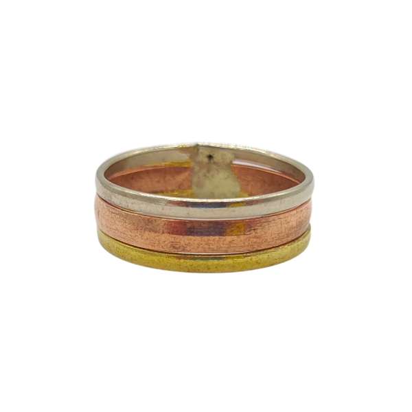 Picture of tricolor wide band ring