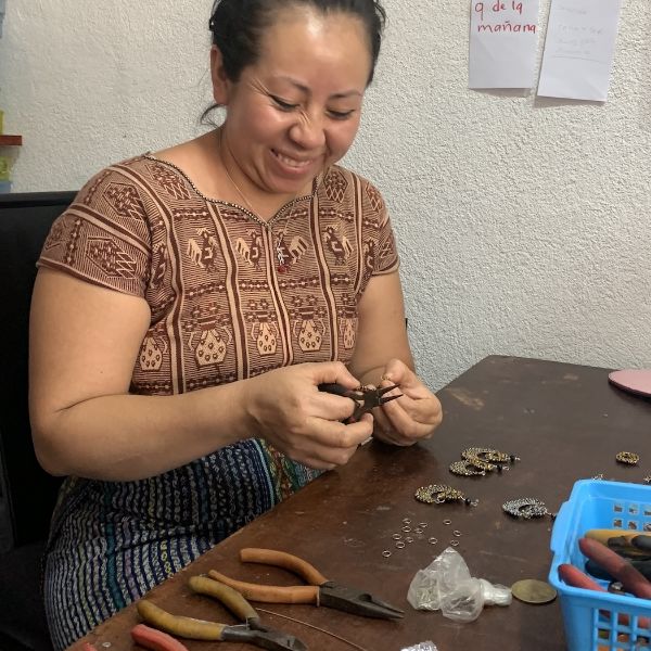 Picture of moon flower beaded earrings