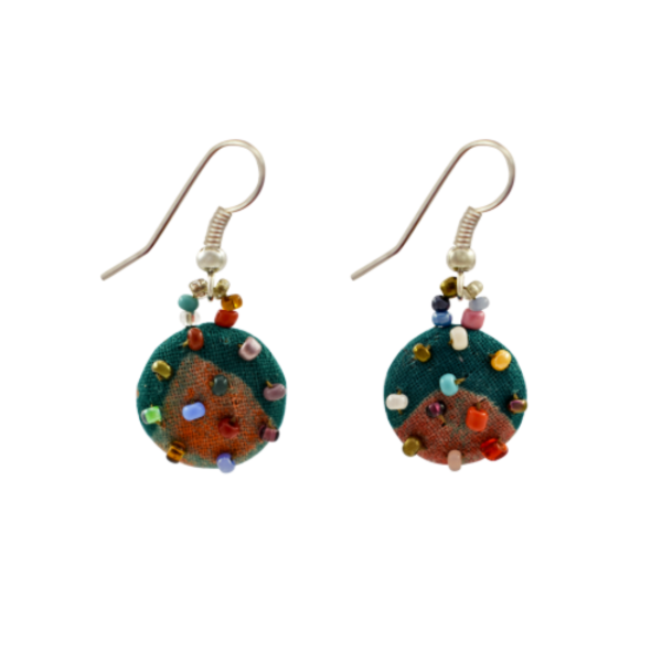 Batik Button Dangle Earrings