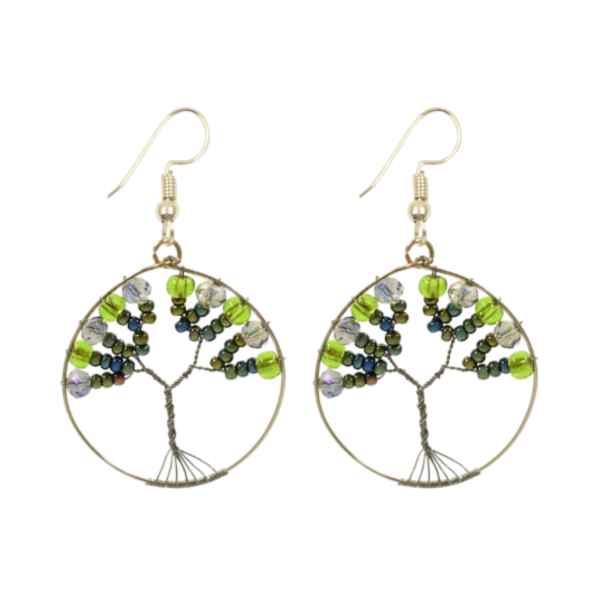 Tree of Life Beaded Hoop Earrings