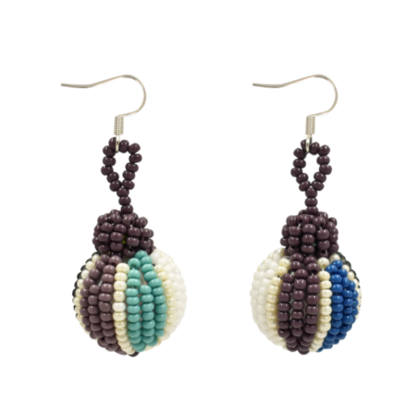 Beach Ball Beaded Dangle Earrings