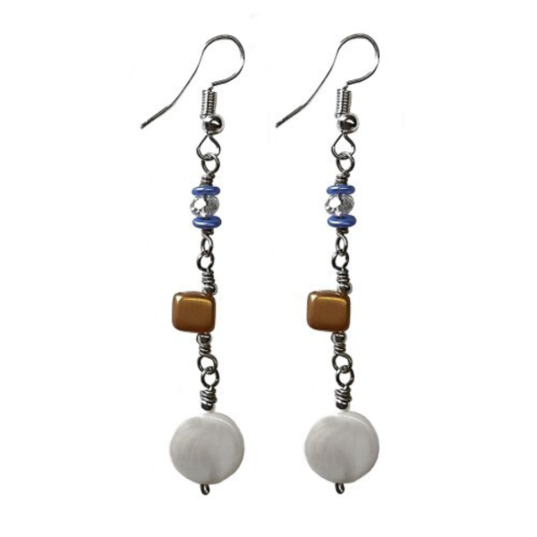 Mother-of-Pearl Long Dangle Earrings