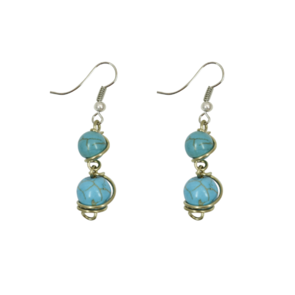 Double Turquoise Howlite Drop Earrings