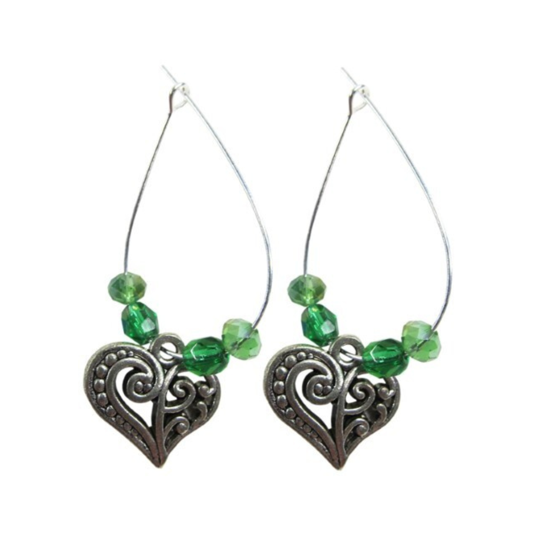 Picture of heart charm hoop earrings