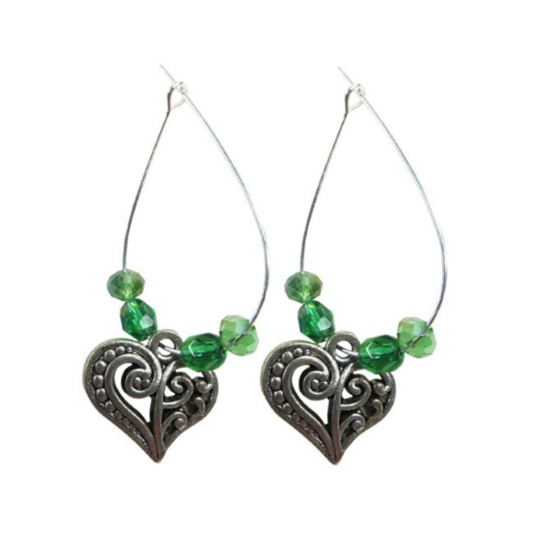 Picture of heart charm hoop earrings