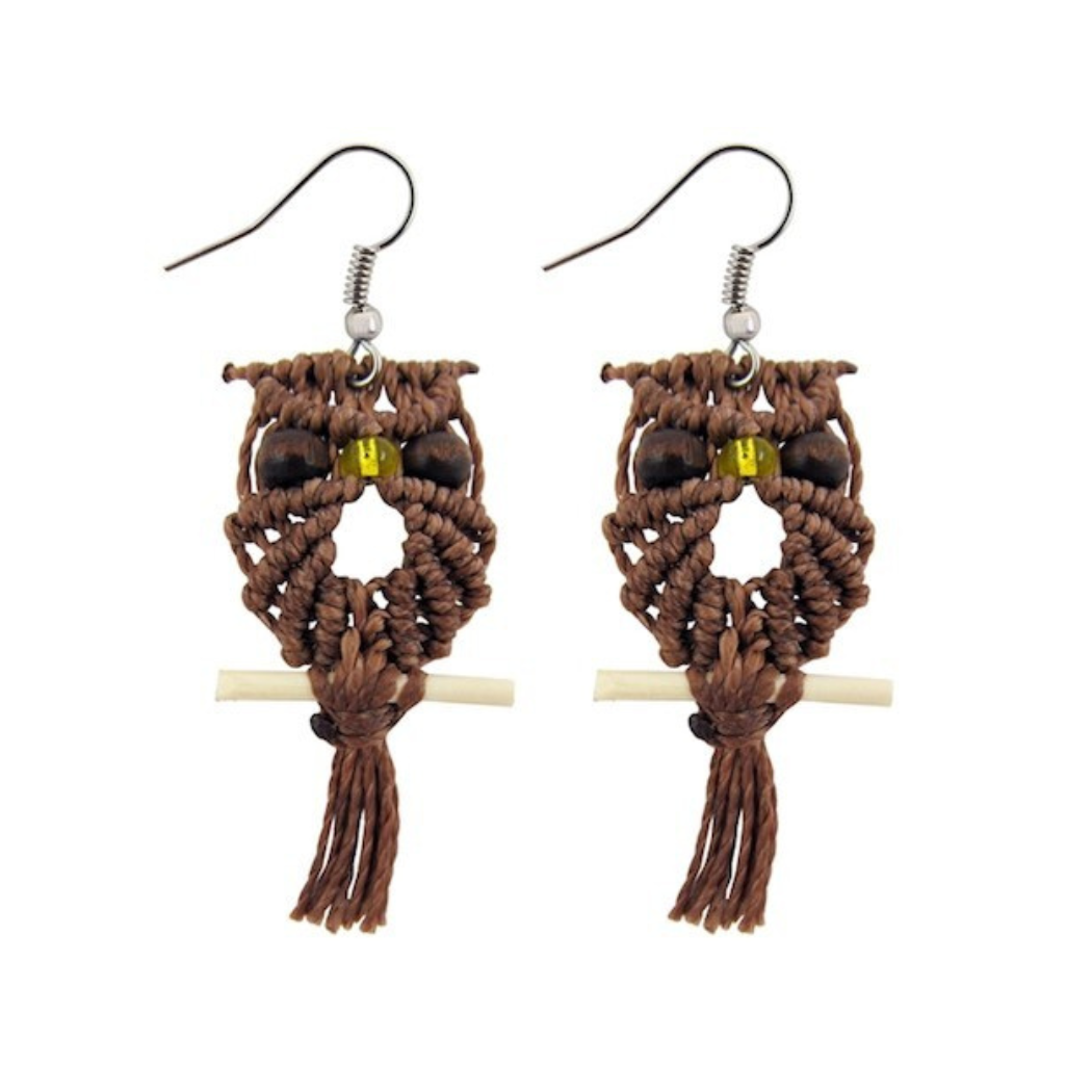 Picture of macrame owl earrings