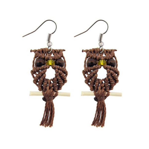 Picture of macrame owl earrings