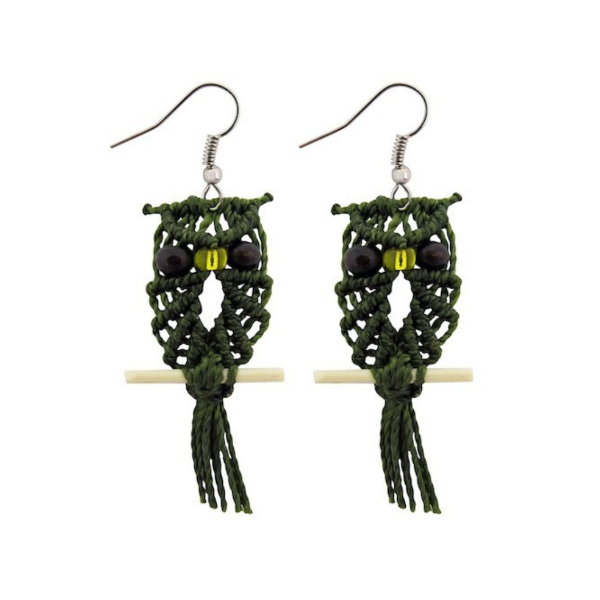 Picture of macrame owl earrings