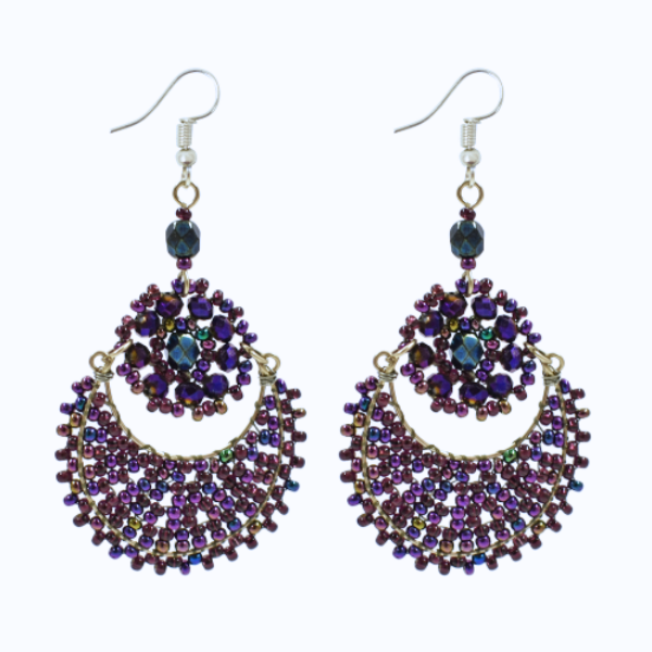 Picture of moon flower beaded earrings