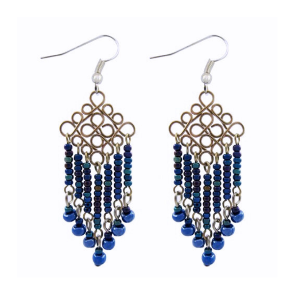 Wire Diamond Beaded Earrings
