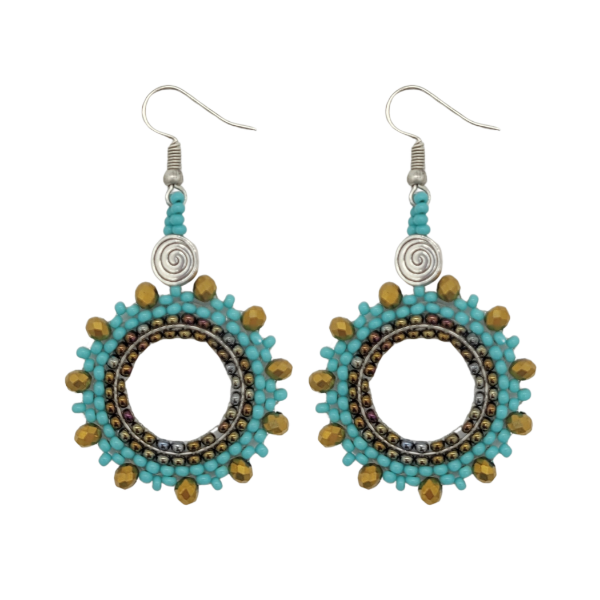 Picture of beaded crystal hoop earrings