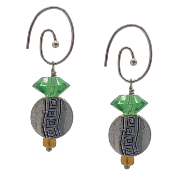 Picture of circle droplet charm earrings
