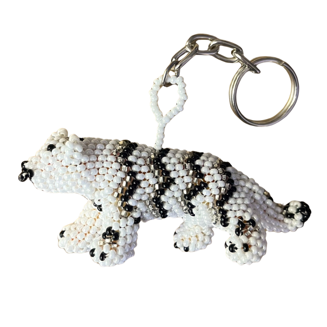 Picture of beaded white tiger keychain