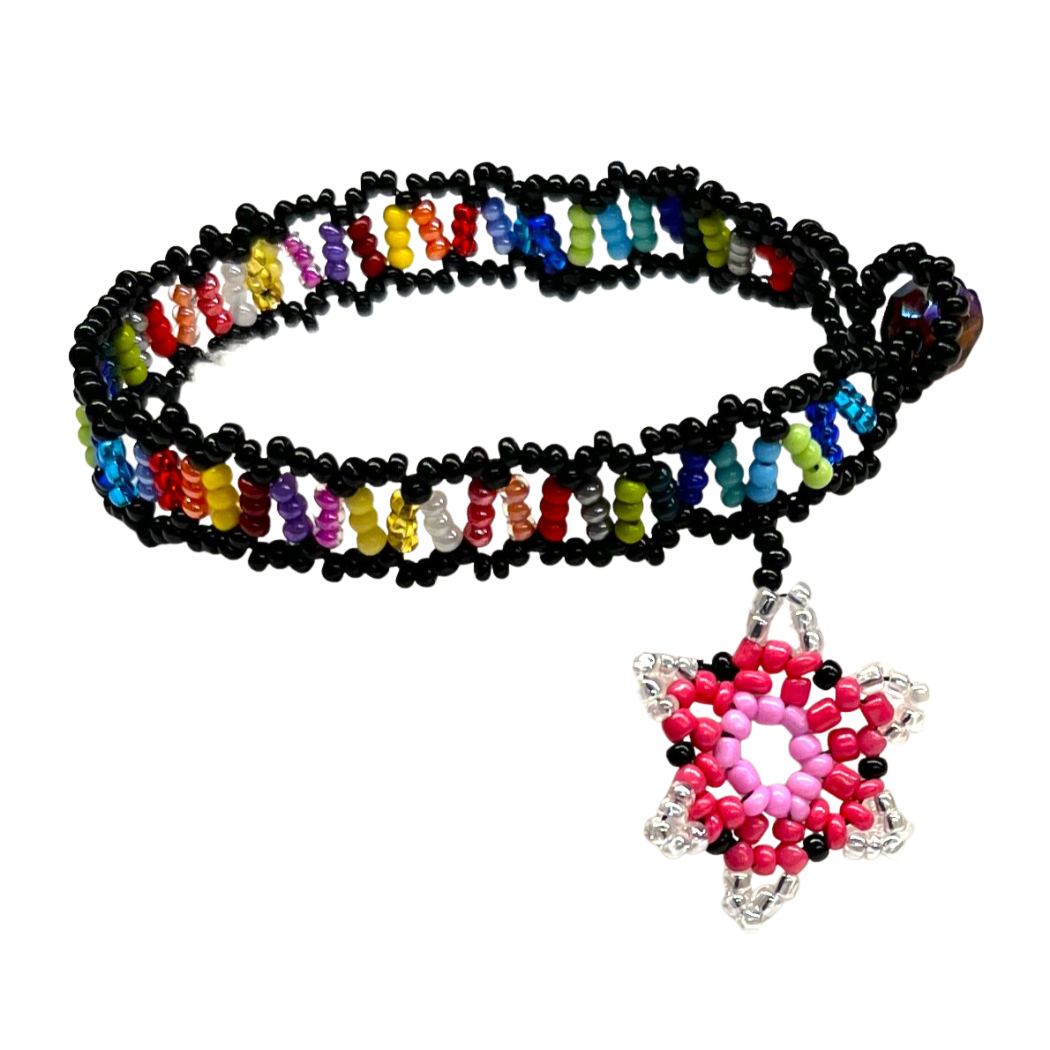 Picture of floral charm beaded bracelet