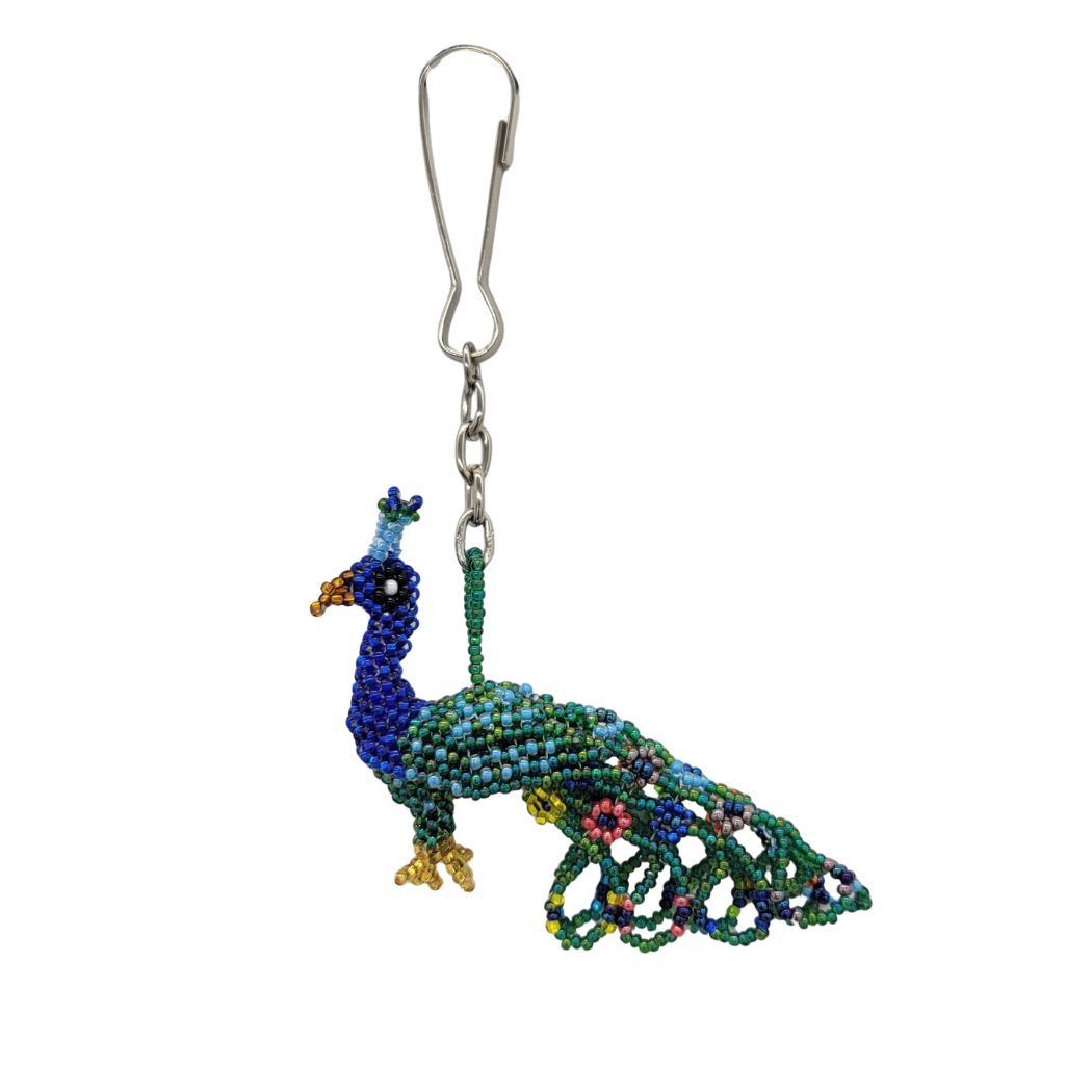 Picture of peacock beaded bag charm