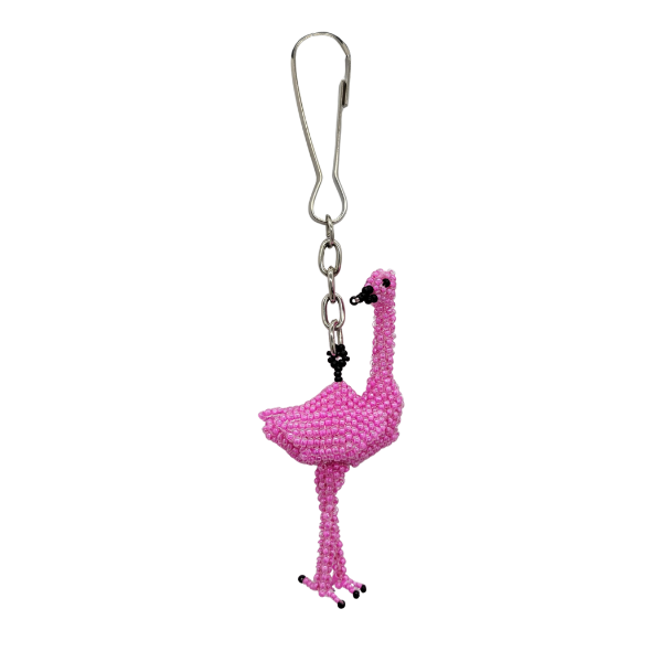 Picture of flamingo beaded bag charm
