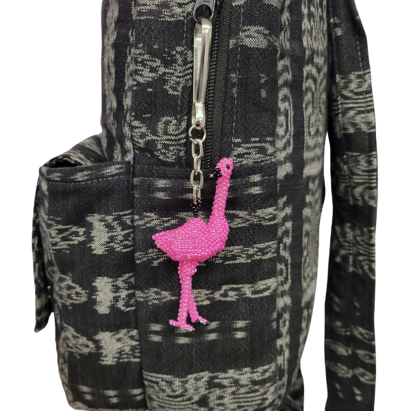 Picture of flamingo beaded bag charm