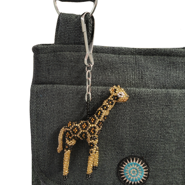 Picture of giraffe beaded bag charm