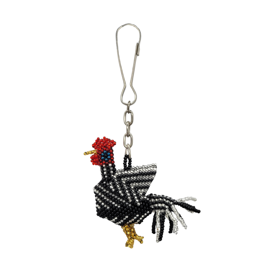 Picture of rooster beaded bag charm