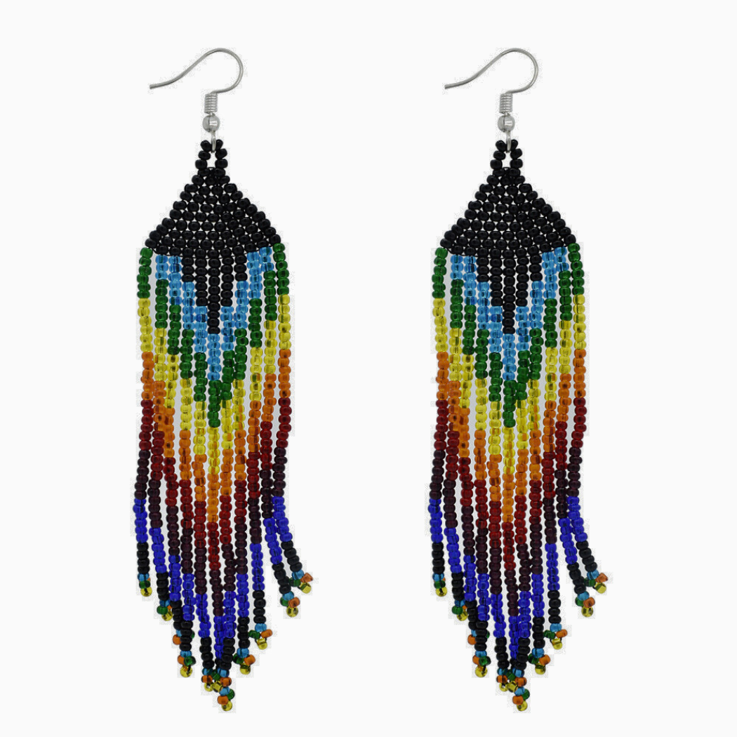 Picture of tribal feather beaded earrings
