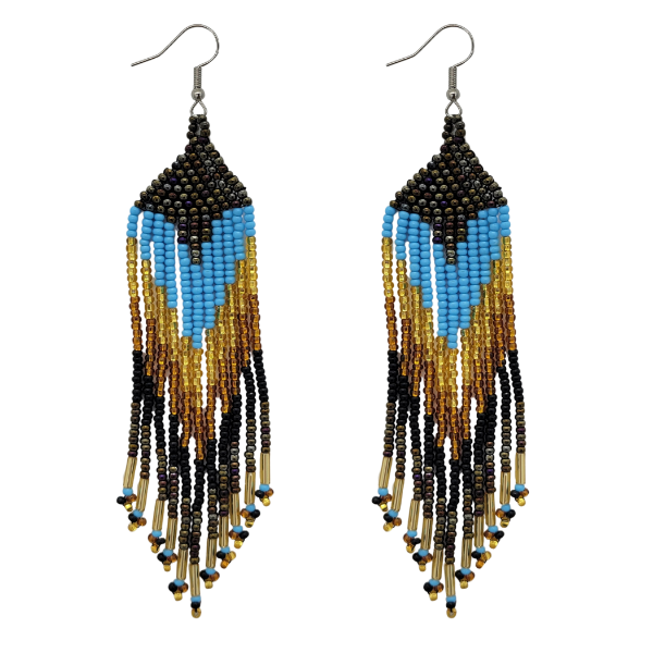 Picture of tribal feather beaded earrings