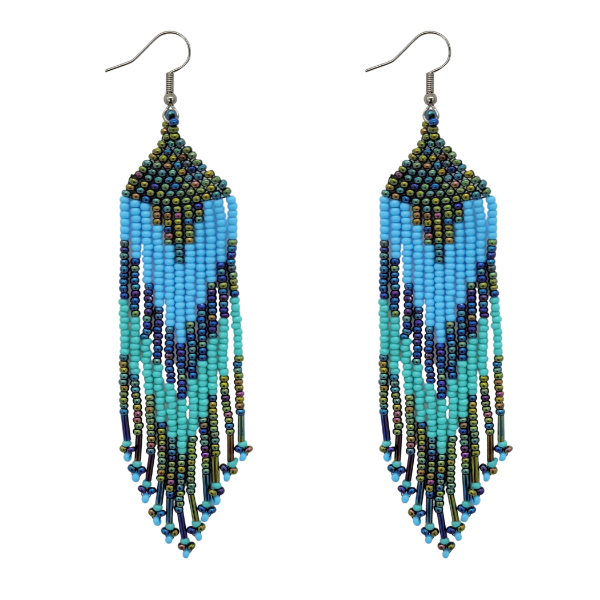 Picture of tribal feather beaded earrings