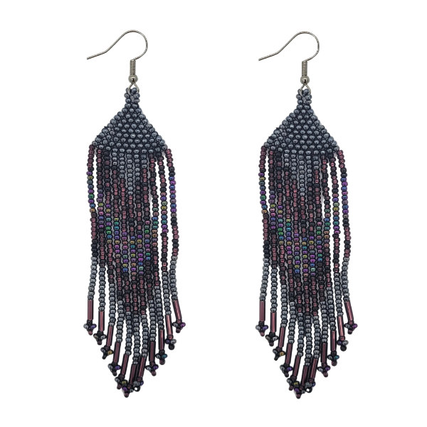 Picture of tribal feather beaded earrings