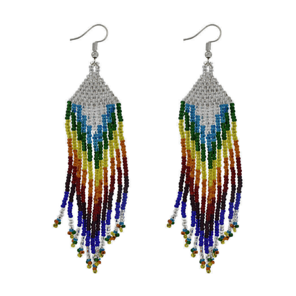 Picture of tribal feather beaded earrings