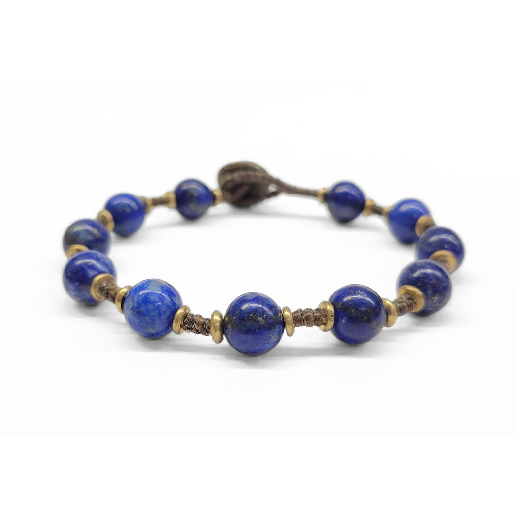 Picture of lapis lazuli brass and stone bracelet