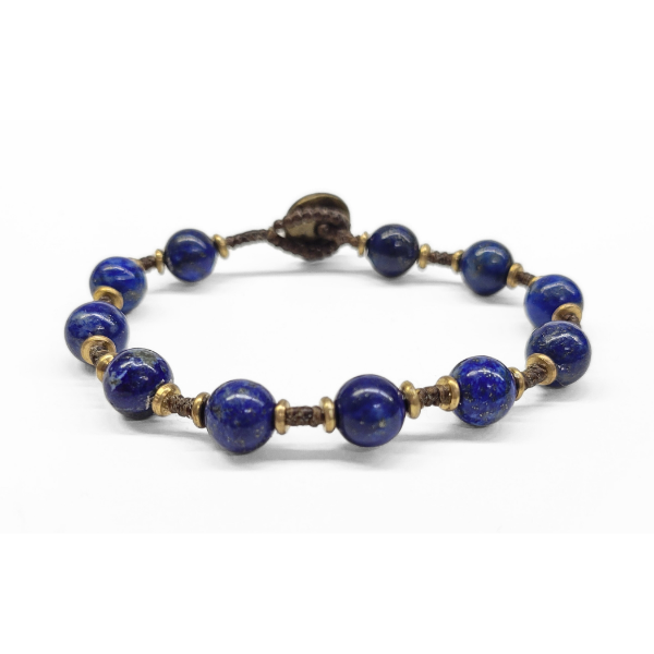 Picture of lapis lazuli brass and stone bracelet