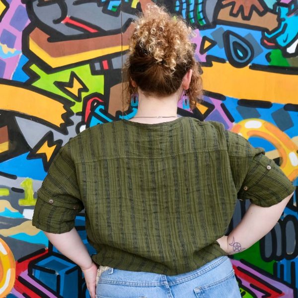 Striped Cotton Gauze Safari Top