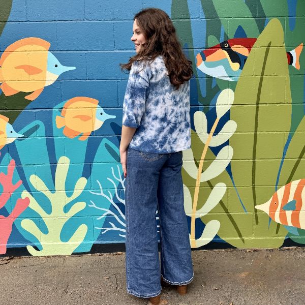 Picture of indigo three-quarter sleeve blouse