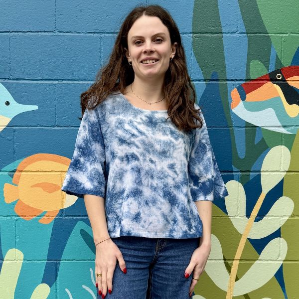 Indigo 3/4 Sleeve Boat Neck Top