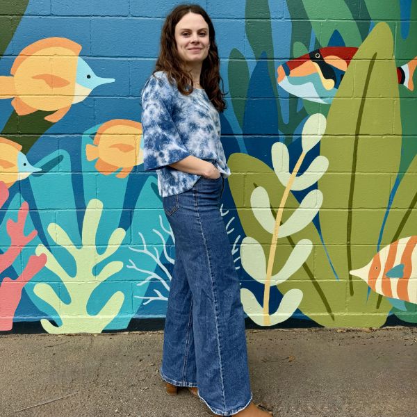 	Indigo 3/4 Sleeve Boat Neck Top