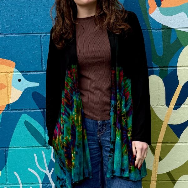 	Tie Dye Waterfall Cardigan