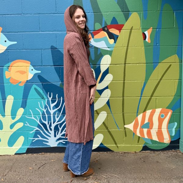Gauzy Cotton Long Hooded Jacket