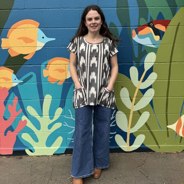 Black & White Canyon Striped Short Sleeve Tunic