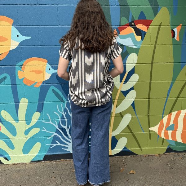 Black & White Canyon Striped Short Sleeve Tunic