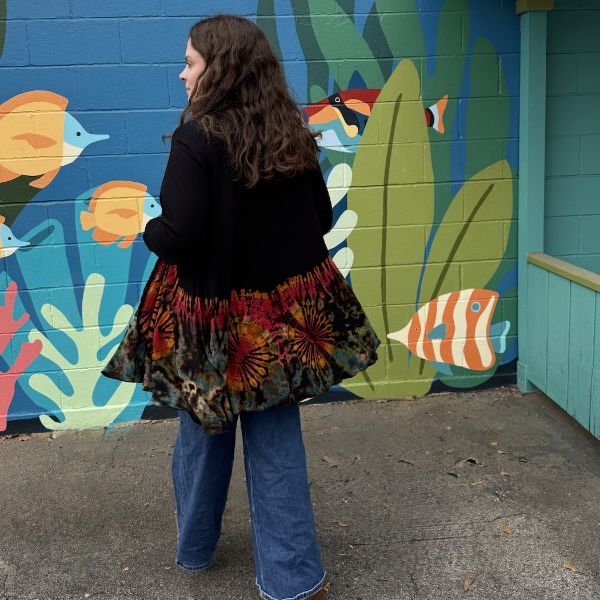 	Tie Dye Waterfall Cardigan