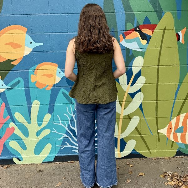 Cotton Gauze Sleeveless Coco Button Swing Top