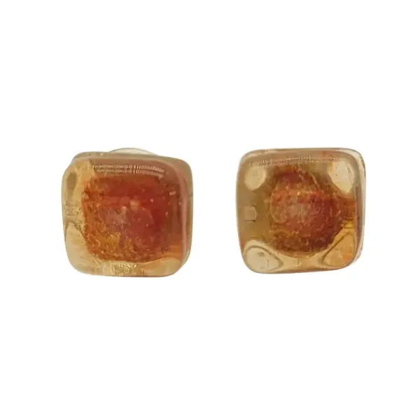 Fused Glass Stud Earrings - Earth