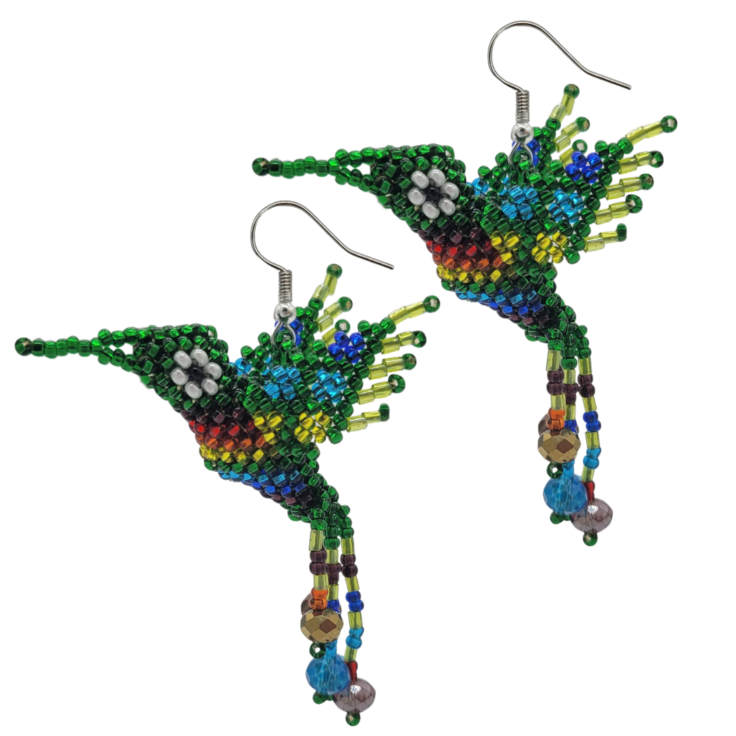 Picture of hummingbird beaded earrings